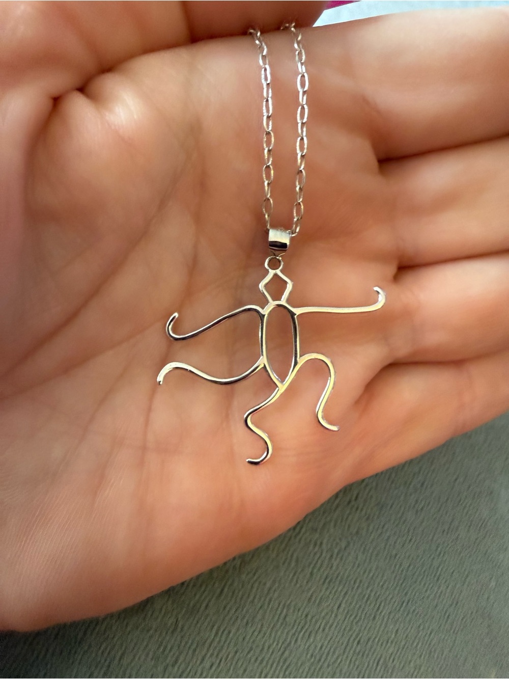 Sterling Silver Abstract “Monkey” Pendant Necklace - Silver